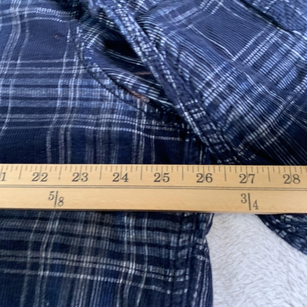 Michael Bastian Shirt Mens 2XL Blue Plaid Corduroy Button Down Long Sleeve FLAW - Picture 8 of 13